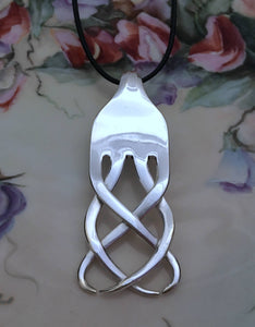 Fork Necklace in Celtic Knot Design: 18" Black Leather