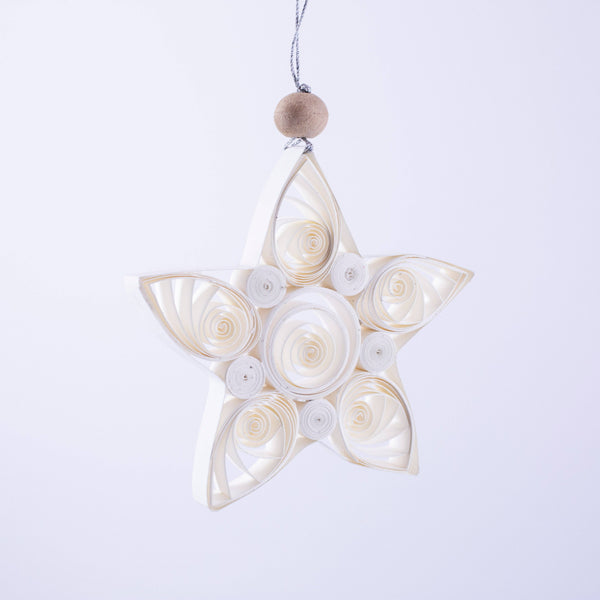 Quilling Star "Hami"  white - 4 inch Ø | Christmas / Winter