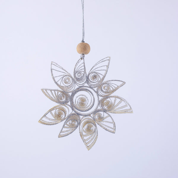 Quilling Snowflake "Aubin"  white  - 4 inch Ø | Christmas / Winter