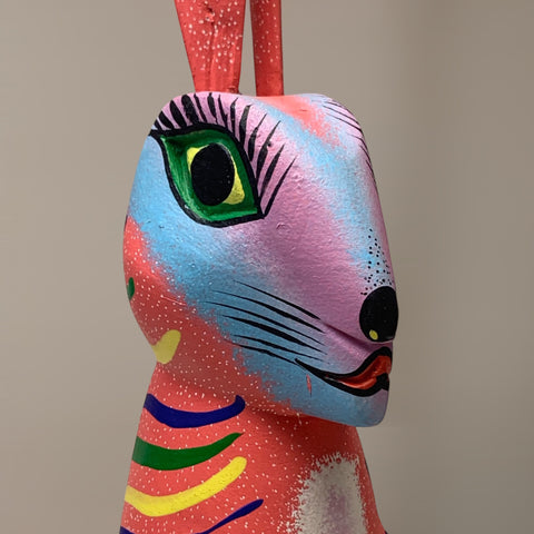 Alebrije - Large Pink Rabbit Standing