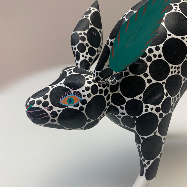 Alebrije - Running Rabbit - large black and white