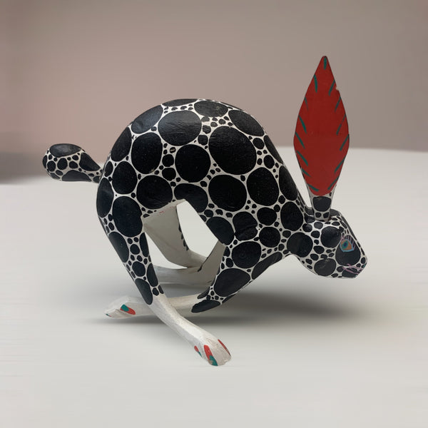 Alebrije - Running Rabbit - small black and white