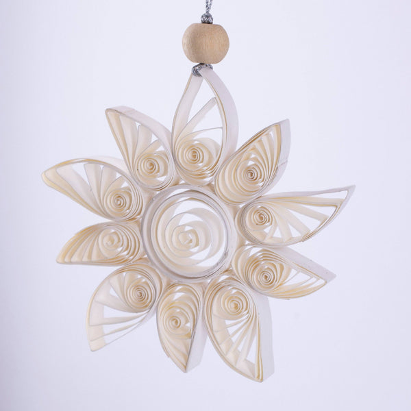 Quilling Snowflake "Aubin"  silver gilt-white - 4 inch Ø | Christmas / Winter