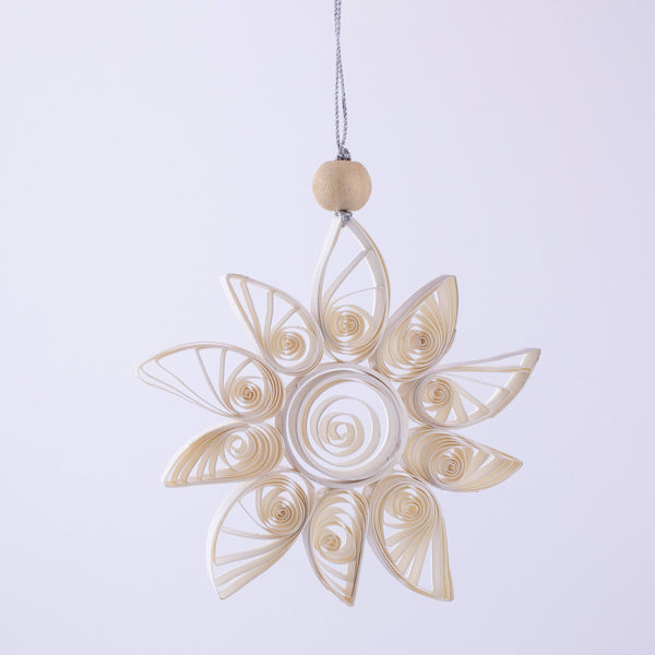 Quilling Snowflake "Aubin"  silver gilt-white - 4 inch Ø | Christmas / Winter