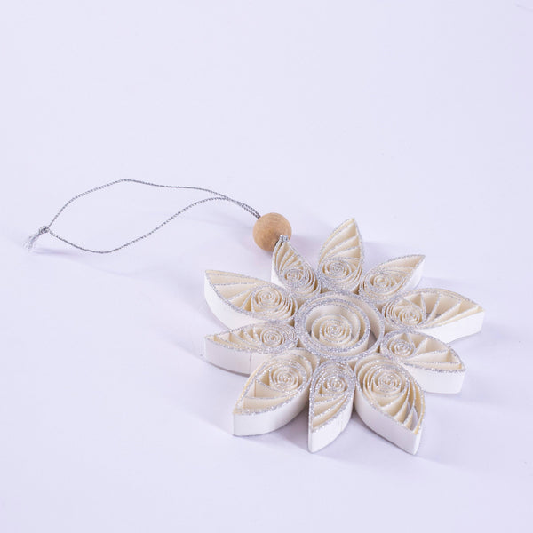 Quilling Snowflake "Aubin"  white  - 4 inch Ø | Christmas / Winter